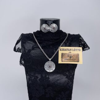 Kirsti Doukas | Kalevala Koru | Sancta Birgitta – silver 925 necklace and earrings with garnet in an original box