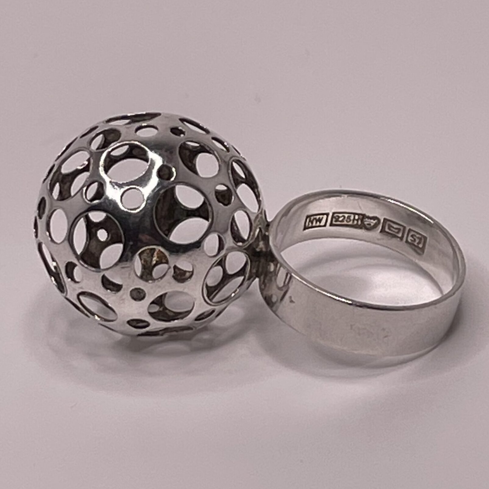 Liisa Vitali | Westerback | 1970s Leppäkerttu - big silver 925 earrings and ring | 1970s Pitsi - silver 925 bracelet - Image 3