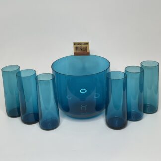 Nanny Still | Riihimäen Lasi | Harlekiini - Glass serving bowl and 6 juice glasses