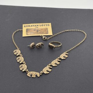 Kaisaleena Mäkelä | Kalevala Koru | Kalevankarhu – bronze necklace, stud earrings and ring -set in an original box