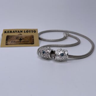 Kalevala Koru | Child jewelry – 2 barrel-shaped silver 925 fittings in a mesh chain in an original box