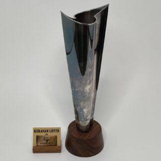 Tapio Wirkkala | Kultakeskus | Liekki - silver 916H vase with teak base TW 228 | Signature