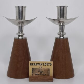 Anna-Greta Eker | Auran Kultaseppä Oy | Pair of silver 813H candlesticks with hardwood base | Signature